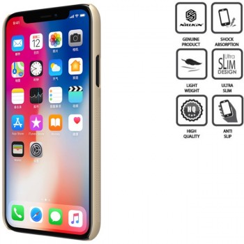 Dėklas auksinis Nillkin frosted + plėvelė (IPHONE X)